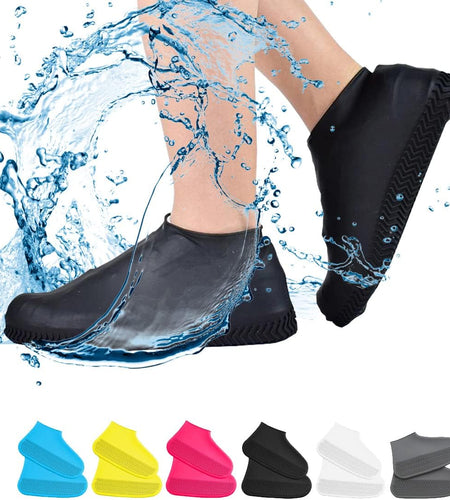 Waterproof Shoe Covers, Non-Slip Water Resistant Overshoes Silicone Rubber Rain Shoe Cover Outdoor Cycling Protectors Apply to Men, Women, Kids (Small, Black)