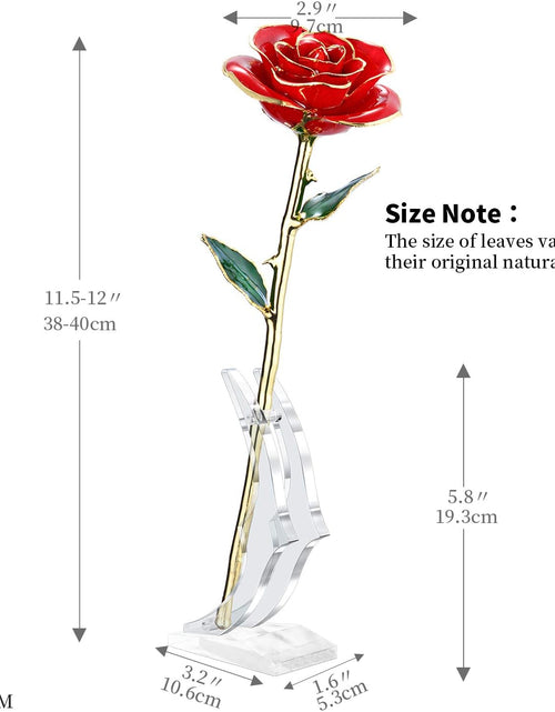 Load image into Gallery viewer, Valentines Day Gift Rose,24K Gold Real Rose Gift for Her and Great Valentines Gift for Her Rose, Red Rose with Stand
