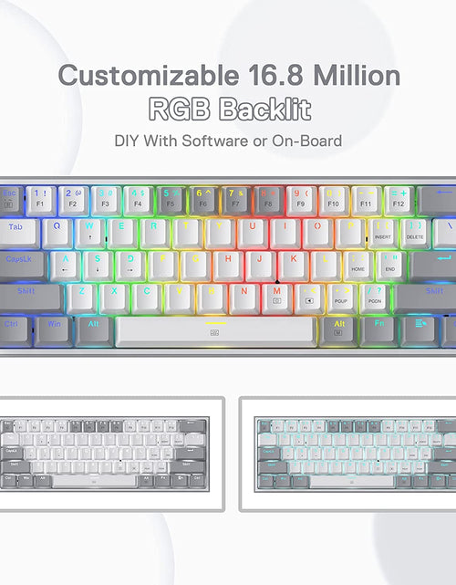 Load image into Gallery viewer, K617 Fizz 60% Wired RGB Gaming Keyboard, 61 Keys Compact Mechanical Keyboard W/White and Grey Color Keycaps, Linear Red Switch, Pro Driver/Software Supported
