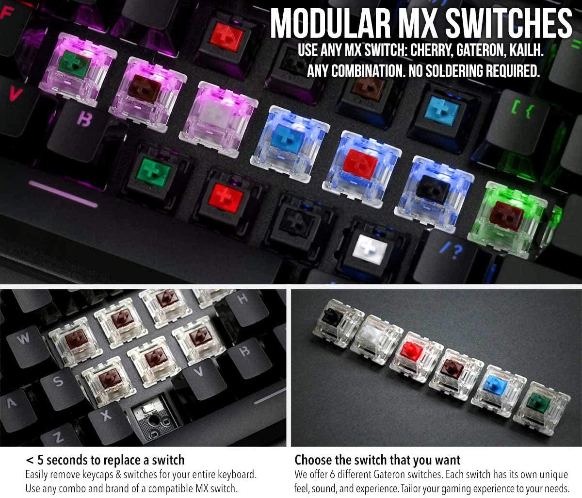 Modular Mechanical Gaming Keyboard - Full Size GMMK (104 Key) - RGB LED Backlit, Brown Switches, Hot Swap Switches (Black)(Gmmk-Brn)