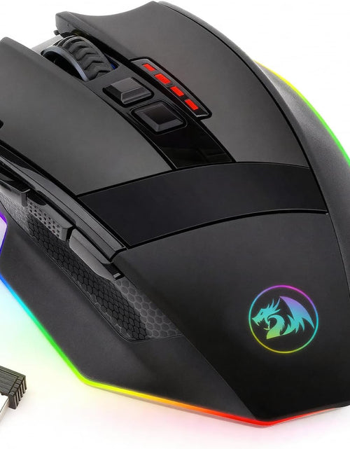 Load image into Gallery viewer, M801 PC Gaming Mouse LED RGB Backlit MMO 9 Programmable Buttons Mouse with Macro Recording Side Buttons Rapid Fire Button for Windows Computer Gamer (Wireless, Black)
