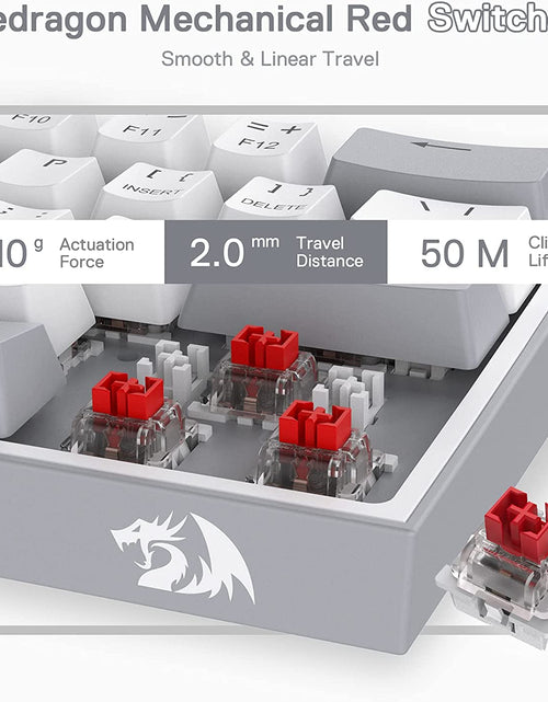 Load image into Gallery viewer, K617 Fizz 60% Wired RGB Gaming Keyboard, 61 Keys Compact Mechanical Keyboard W/White and Grey Color Keycaps, Linear Red Switch, Pro Driver/Software Supported
