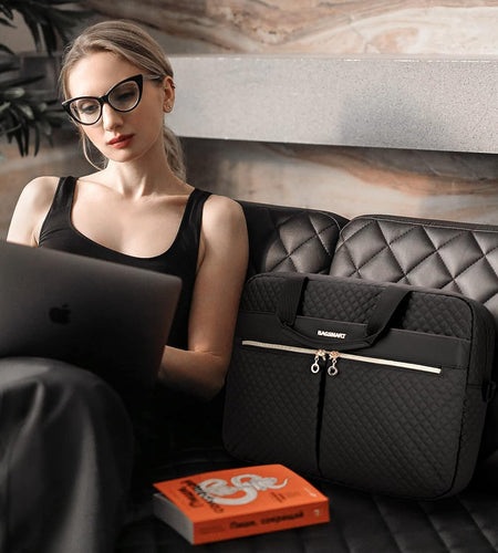 17.3/15.6 Inch Laptop Bag, Briefcase for Women Computer Messenger Bag Office Travel Business, Black