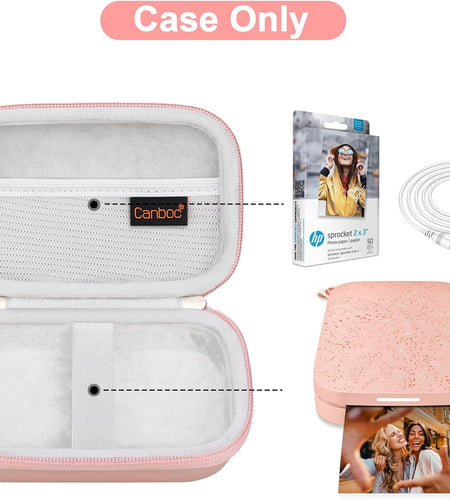 Carrying Case Replacement for HP Sprocket Portable 2X3 Instant Photo Printer, Kodak Step Wireless Mobile Photo Printer, Lifeprint 2X3 Photo Printer, Mesh Bag Fit Photo Paper Cable, Rose Gold