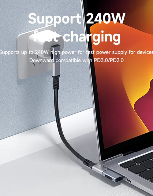 Load image into Gallery viewer, 240W USB C to C Adapter 40Gbps 8K 60Hz 90 Degree Converter USB4 Adapter for Thunderbolt 4/3 Macbook Iphone 17 Pro Tablet
