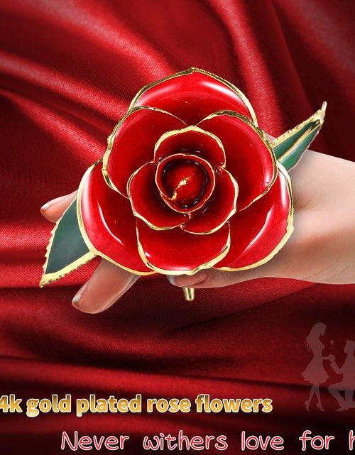 Load image into Gallery viewer, Valentines Day Gift Rose,24K Gold Real Rose Gift for Her and Great Valentines Gift for Her Rose, Red Rose with Stand
