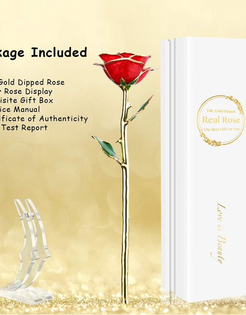 Load image into Gallery viewer, Valentines Day Gift Rose,24K Gold Real Rose Gift for Her and Great Valentines Gift for Her Rose, Red Rose with Stand
