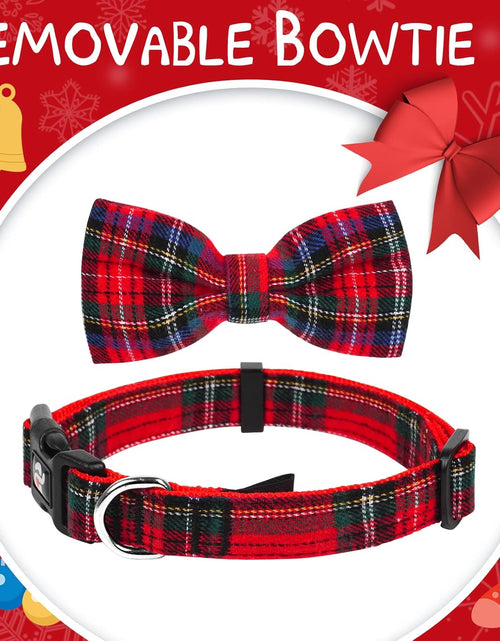 Load image into Gallery viewer, Christmas Buffalo Dog Collar and Leash Set, Classic Plaid Collar with Removable Bowtie and Matching Leash for Large Dogs
