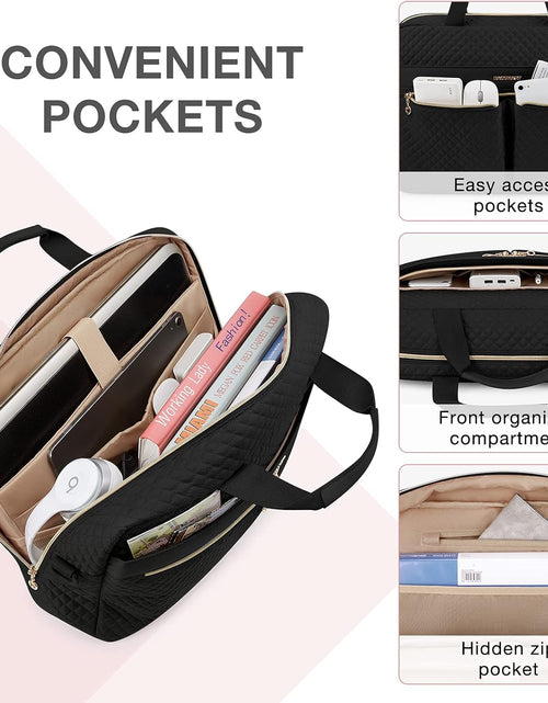 Load image into Gallery viewer, 17.3/15.6 Inch Laptop Bag, Briefcase for Women Computer Messenger Bag Office Travel Business, Black
