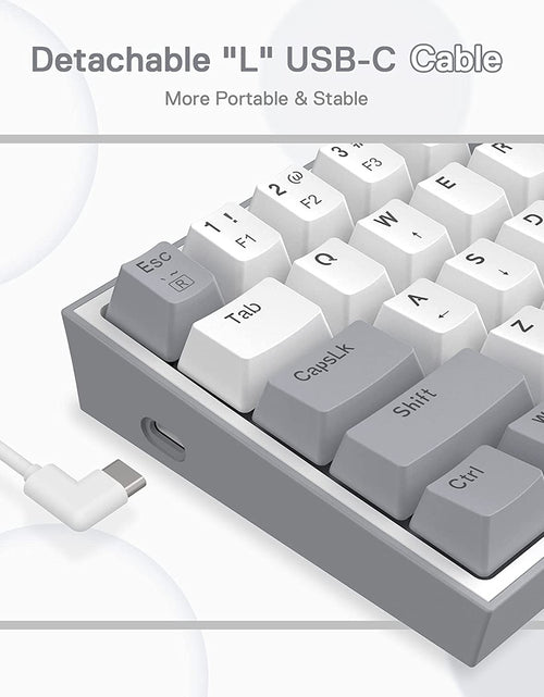 Load image into Gallery viewer, K617 Fizz 60% Wired RGB Gaming Keyboard, 61 Keys Compact Mechanical Keyboard W/White and Grey Color Keycaps, Linear Red Switch, Pro Driver/Software Supported
