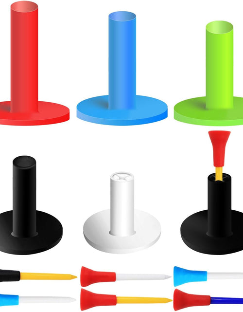 Load image into Gallery viewer, Golf Rubber Tees Value 6 Pack with 6 Plastic Tees 3 1/4 Inch, Driving Range Tee Easy to Find Stable Durable for Golf Mats Turf Practice, Mixed Size 1.5" 2.25" 2.75" 3" 3.13"
