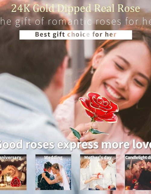 Load image into Gallery viewer, Valentines Day Gift Rose,24K Gold Real Rose Gift for Her and Great Valentines Gift for Her Rose, Red Rose with Stand
