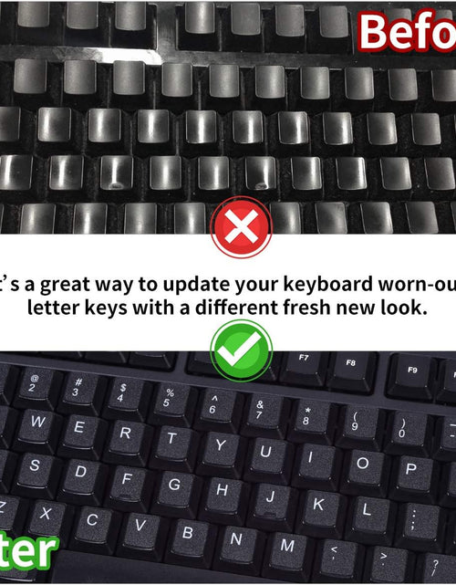 Load image into Gallery viewer, 2PCS Pack Universal English Keyboard Stickers, Computer Keyboard Stickers Black Background with White Lettering for Computer Laptop Notebook Desktop (English)
