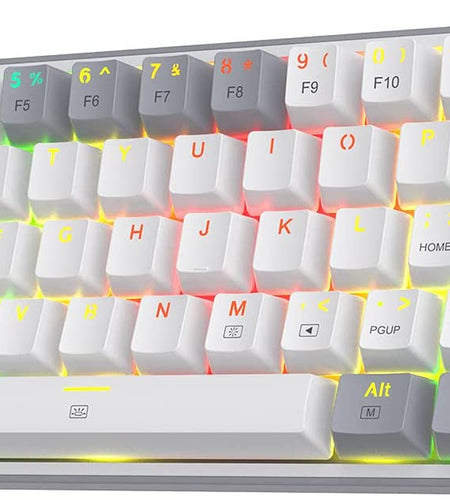 K617 Fizz 60% Wired RGB Gaming Keyboard, 61 Keys Compact Mechanical Keyboard W/White and Grey Color Keycaps, Linear Red Switch, Pro Driver/Software Supported