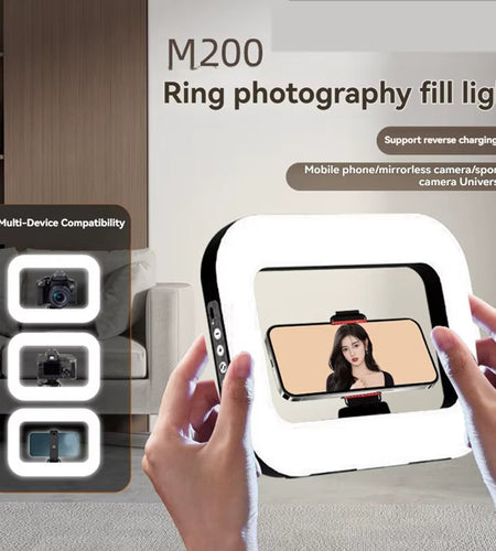 Handheld Ring LED Rechargeable Fill Light Portable Mobile Phone Live Broadcast Photography Desktop Selfie Light