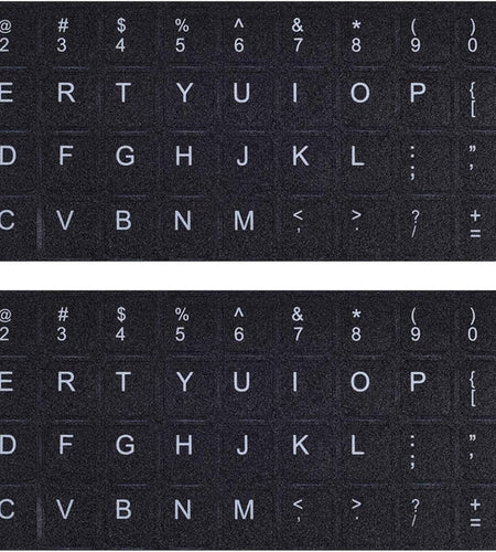 2PCS Pack Universal English Keyboard Stickers, Computer Keyboard Stickers Black Background with White Lettering for Computer Laptop Notebook Desktop (English)