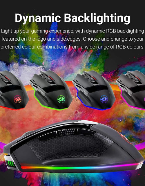 Load image into Gallery viewer, M801 PC Gaming Mouse LED RGB Backlit MMO 9 Programmable Buttons Mouse with Macro Recording Side Buttons Rapid Fire Button for Windows Computer Gamer (Wireless, Black)
